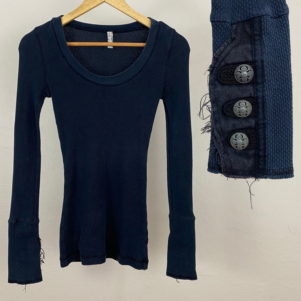 Free People Motorcuff Long Sleeve Scoop Thermal / Motor Cuff - Black  - XS